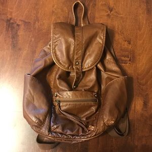 3/$25 Brown faux leather backpack